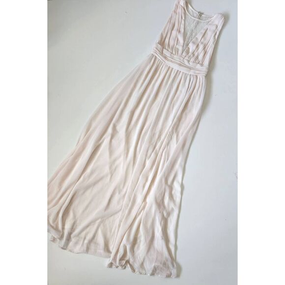 Lulus Dreamy Devotion Gardenia Lace Chiffon Beige Sleeveless Maxi Dress Small - Picture 4 of 12